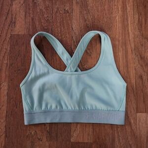Under Armour Light Aqua Criss Cross Back Sports Bra Athletic Comfort Med  E51
